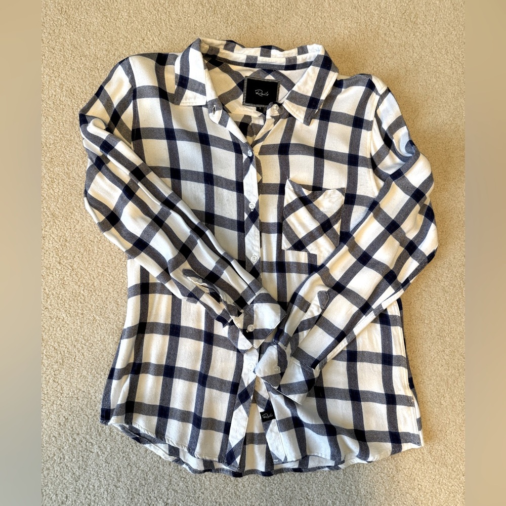 Rails Hunter White/Royal Blue Plaid Flannel Shirt S from Nordstrom